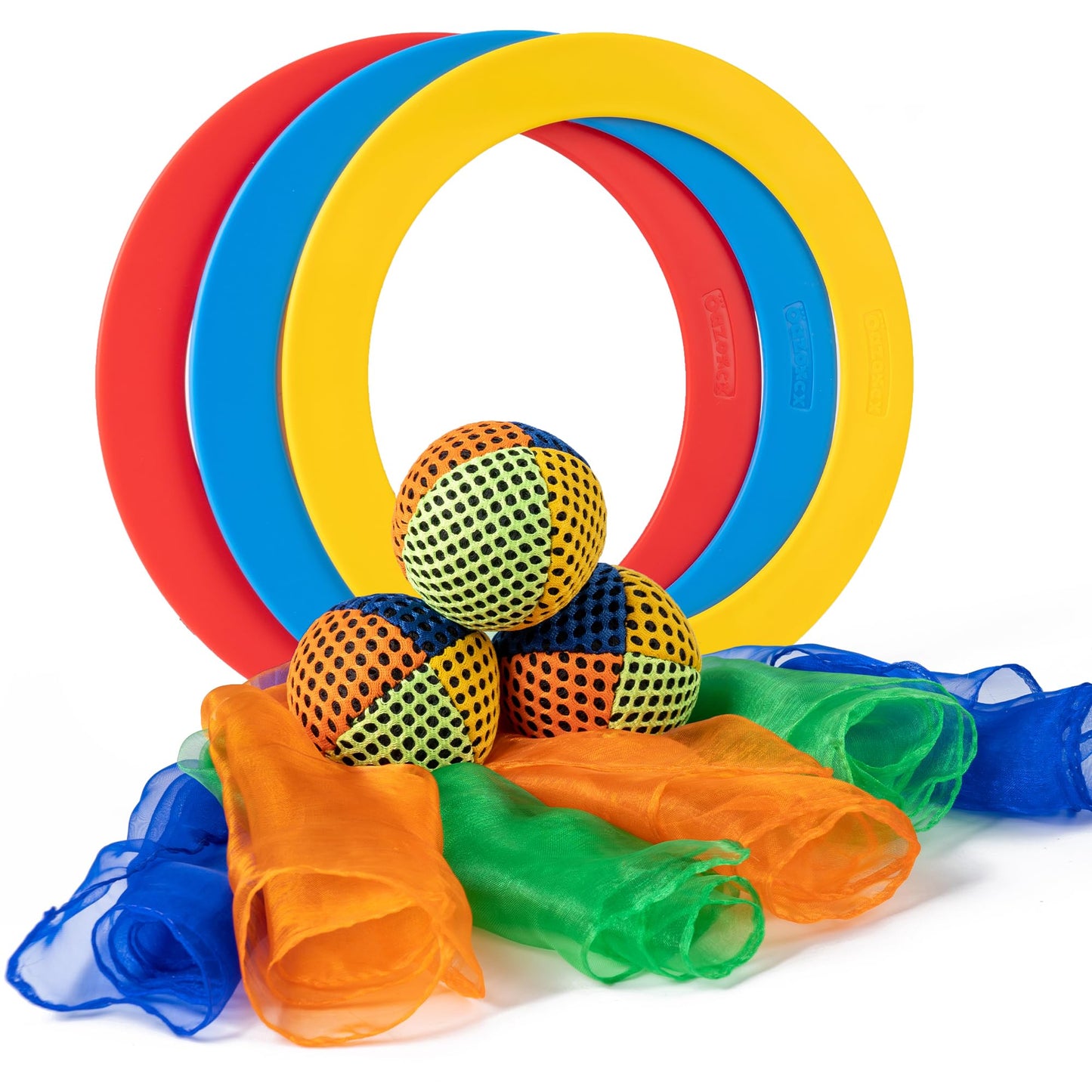 oazoxcx Juggling Starter Set — 3 Balls, 3 Scarves & 3 Rings for Beginners