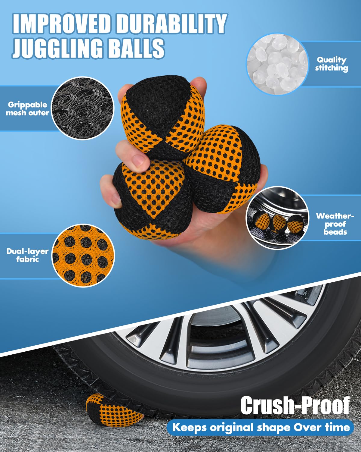 oazoxcx Juggling Balls – 3-Pack for Beginners & Pros | Durable 2.4 in, 4.2 oz