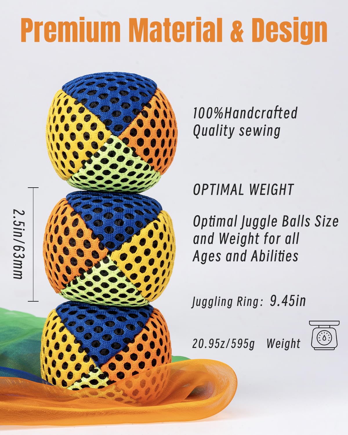 oazoxcx Juggling Starter Set — 3 Balls, 3 Scarves & 3 Rings for Beginners