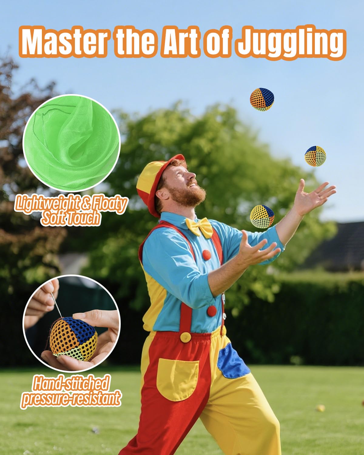 oazoxcx Juggling Starter Set — 3 Balls, 3 Scarves & 3 Rings for Beginners