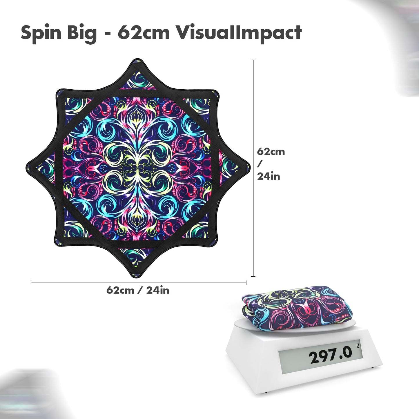 Oazoxcx Flow Star Spinning Cloth – 24.4in, 300g, Paisley Pattern