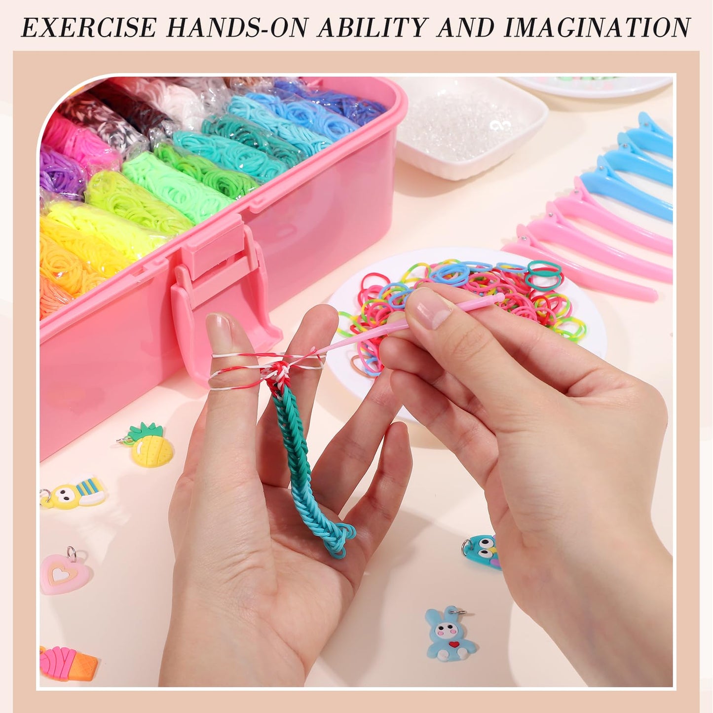 Obeoby 17,500+ Rubber Band Bracelet Kit with 3-Layer Container | Creative Bracelet & Accessory Gift for Daughter