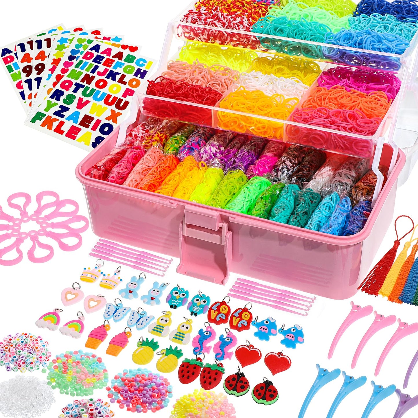 Obeoby 17,500+ Rubber Band Bracelet Kit with 3-Layer Container | Creative Bracelet & Accessory Gift for Daughter