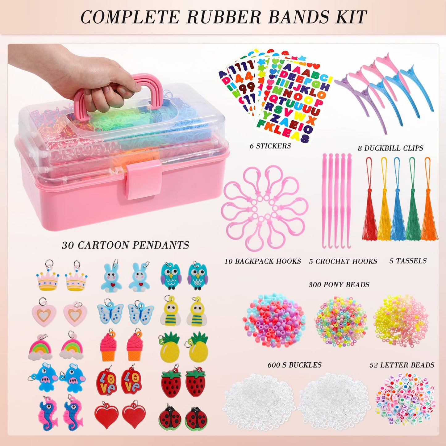 Obeoby 17,500+ Rubber Band Bracelet Kit with 3-Layer Container | Creative Bracelet & Accessory Gift for Daughter