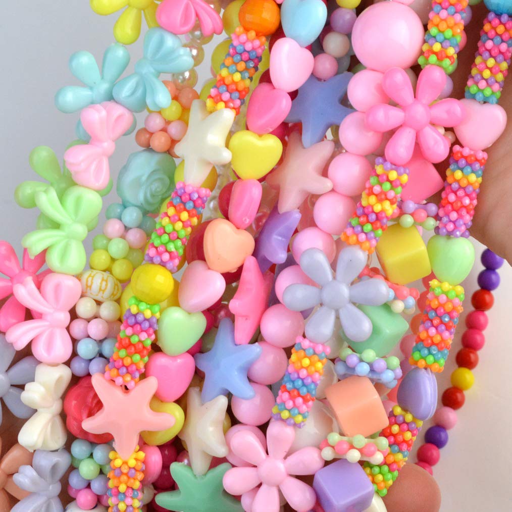obmwang 20Pcs Princess Necklace Bracelet Set | Colorful Acrylic Beads for Dress Up & Pretend Play