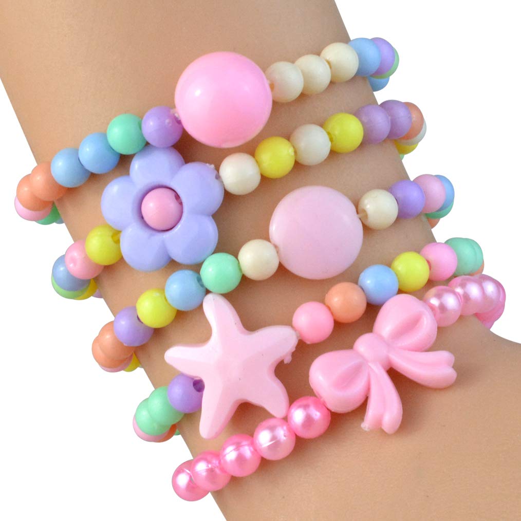 obmwang 20Pcs Princess Necklace Bracelet Set | Colorful Acrylic Beads for Dress Up & Pretend Play