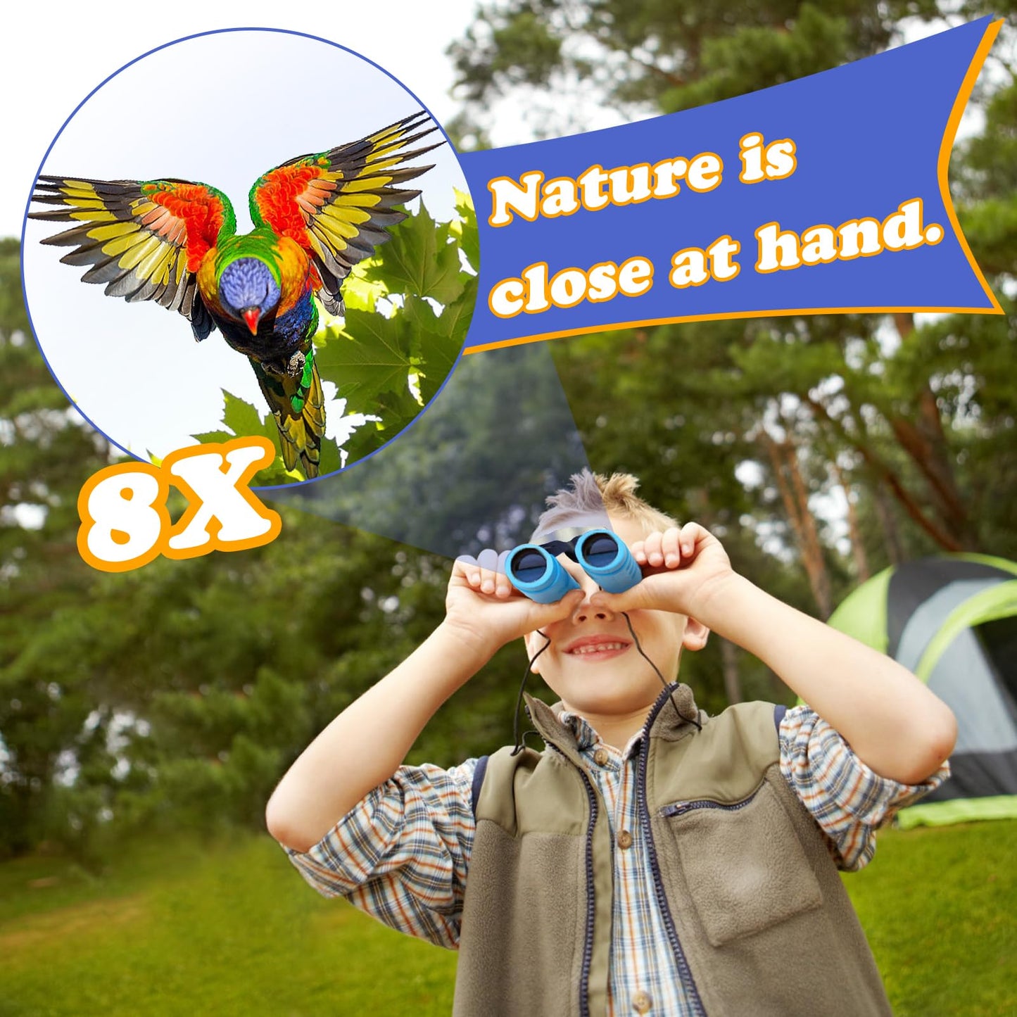 OBUBY Kids Binoculars 8x21 – Safe, Shockproof, Easy Focus