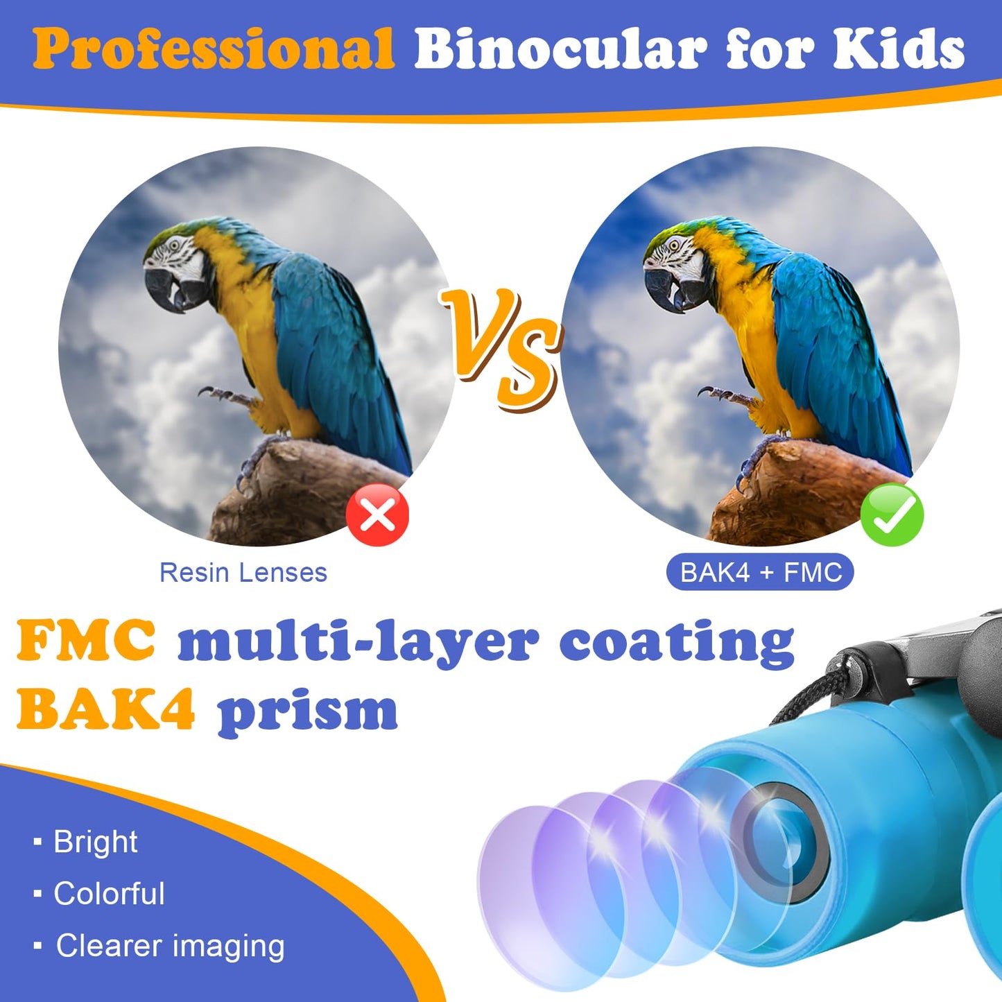OBUBY Kids Binoculars 8x21 – Safe, Shockproof, Easy Focus