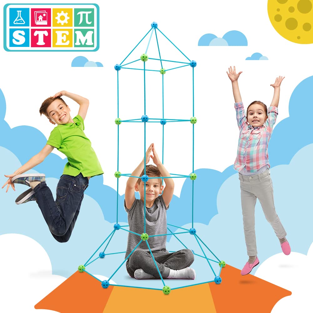 OBUBY Kids Fort Building Kit 120P – STEM DIY Construction Toy for Indoor & Outdoor Play