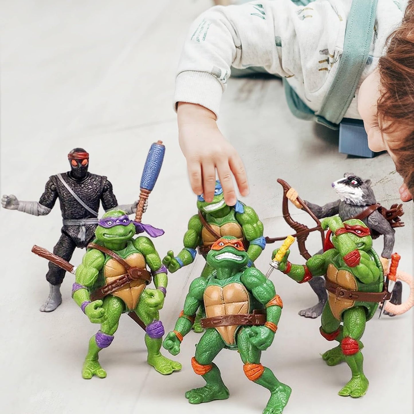 OBXAVV 4.7\" Turtles Action Figures – 6-Pack Poseable Toy Bundle