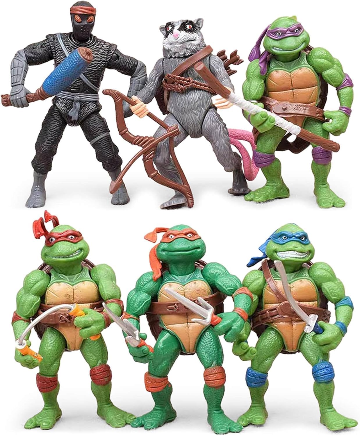 OBXAVV 4.7\" Turtles Action Figures – 6-Pack Poseable Toy Bundle