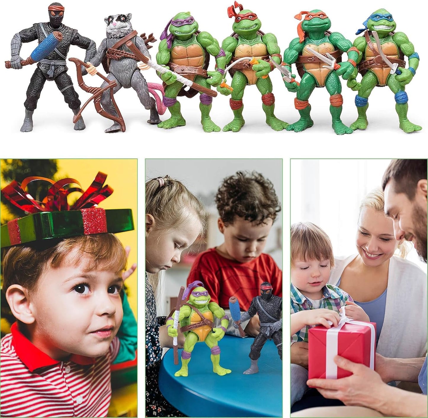 OBXAVV 4.7\" Turtles Action Figures – 6-Pack Poseable Toy Bundle