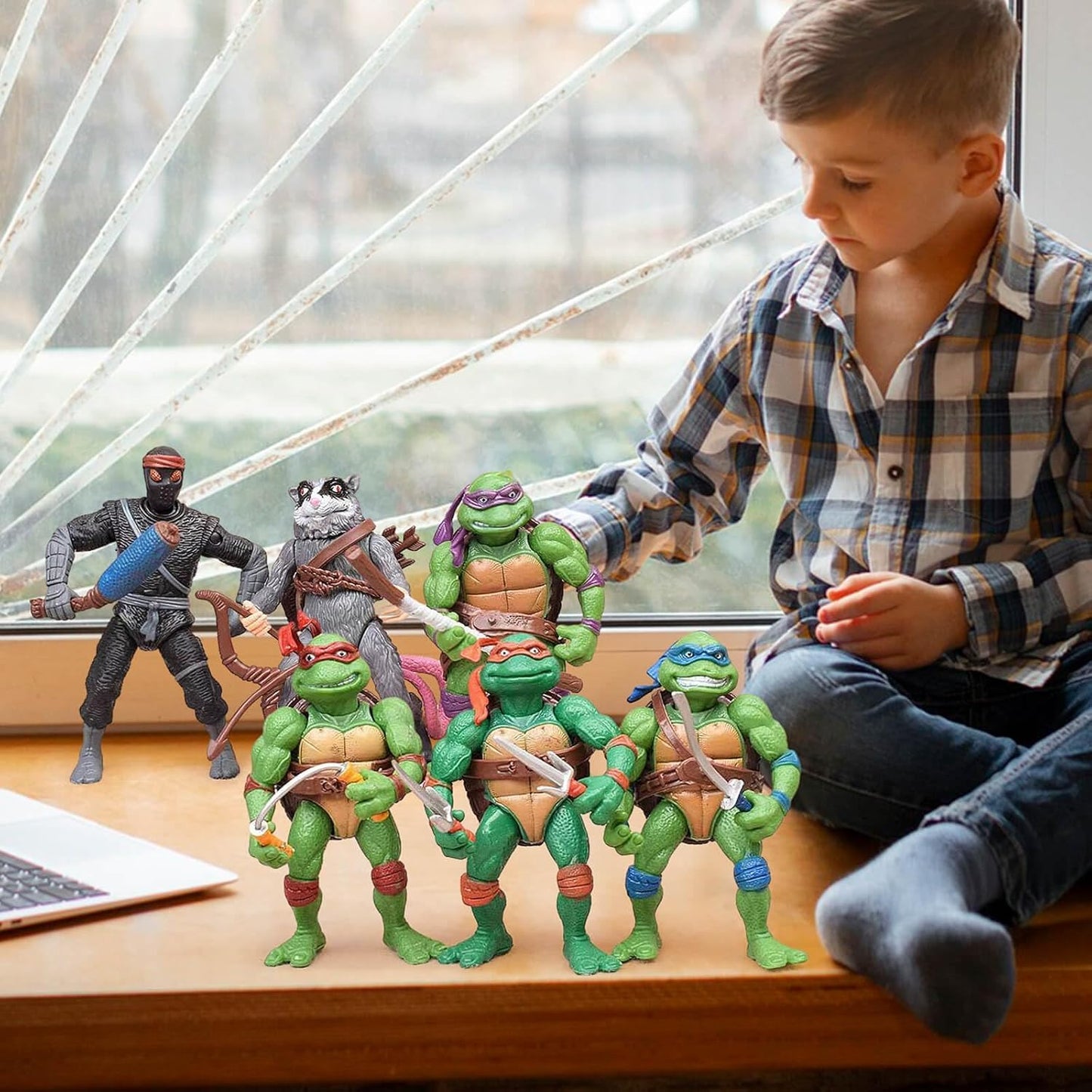 OBXAVV 4.7\" Turtles Action Figures – 6-Pack Poseable Toy Bundle