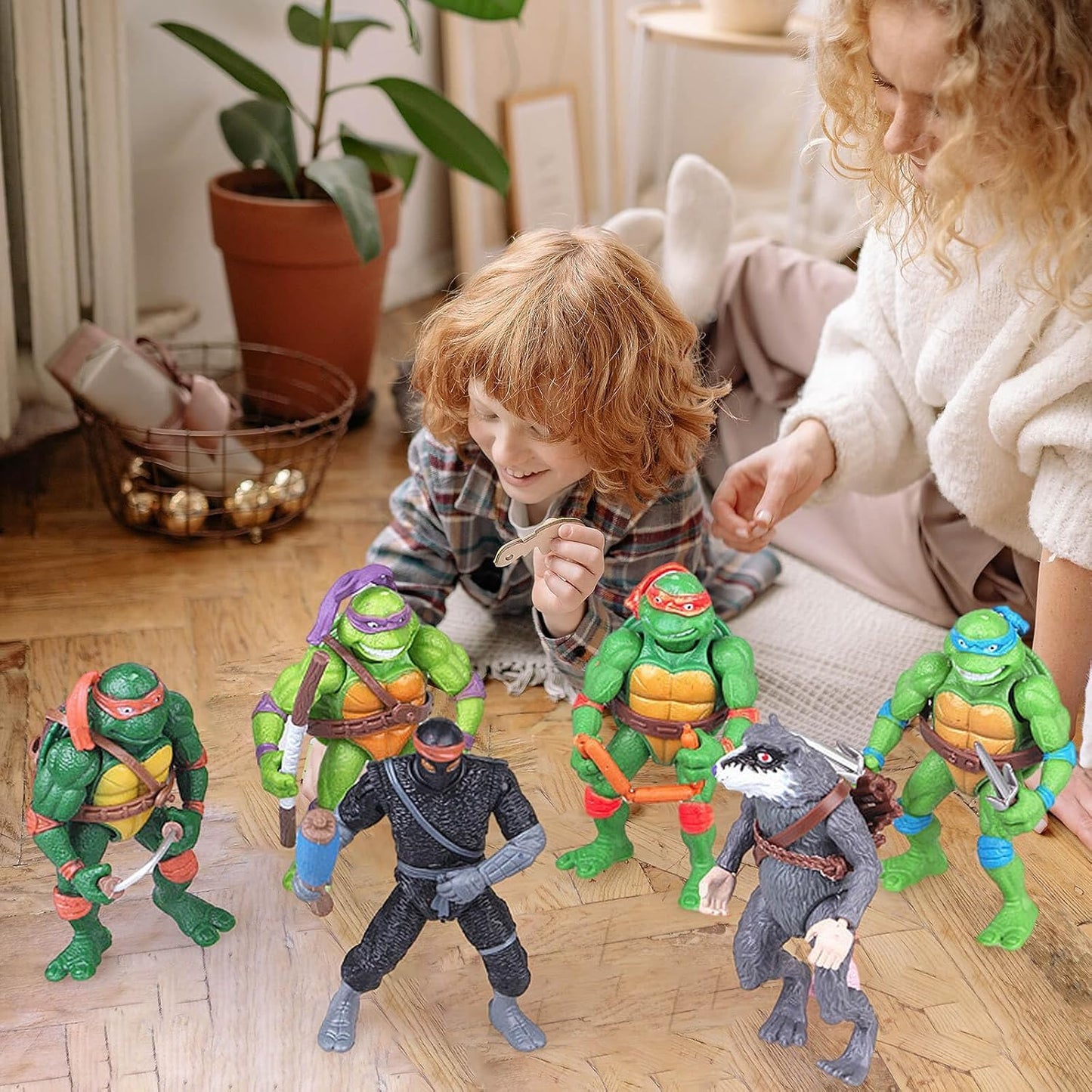 OBXAVV 4.7\" Turtles Action Figures – 6-Pack Poseable Toy Bundle