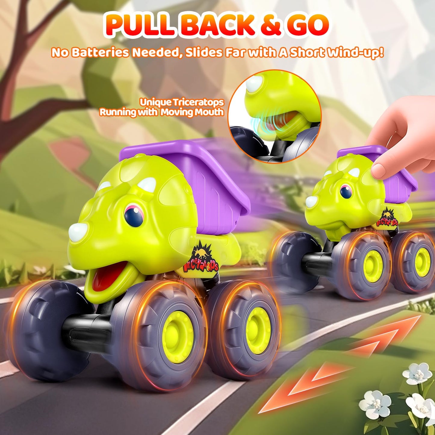 OCATO Dinosaur Monster Trucks for Toddlers 2-4 | Dino Monster Cars for Kids 2-5
