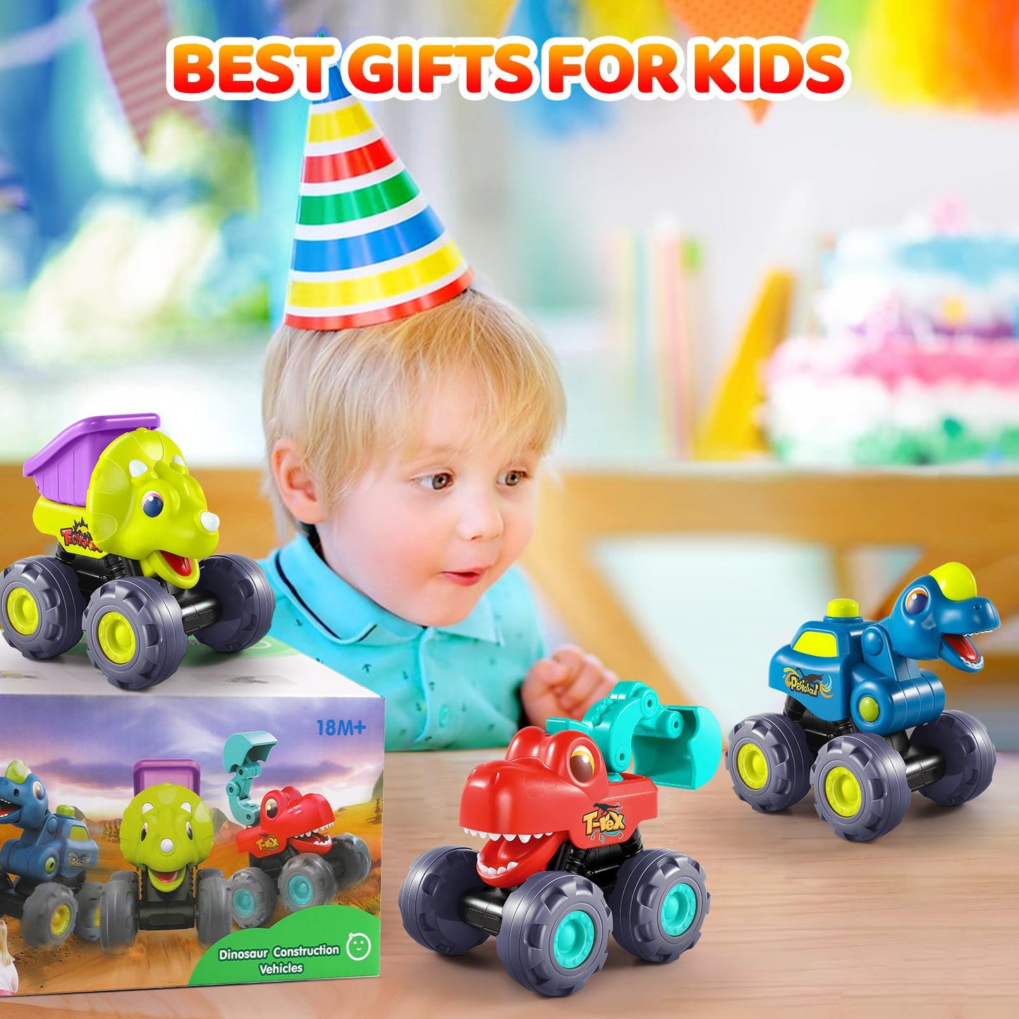 OCATO Dinosaur Monster Trucks for Toddlers 2-4 | Dino Monster Cars for Kids 2-5