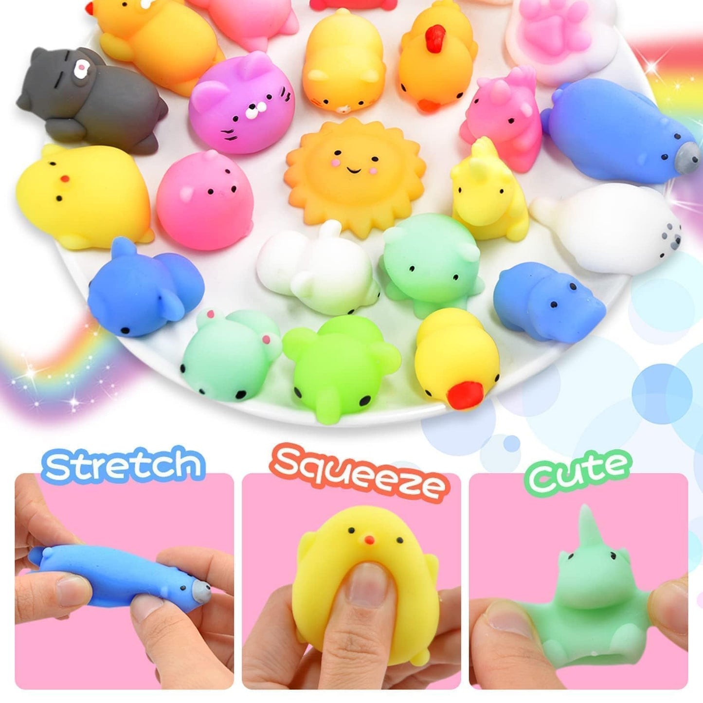 OCATO Squishies 40pcs Mochi Squishy Toys – Party Favors & Fidget Toys for Kids