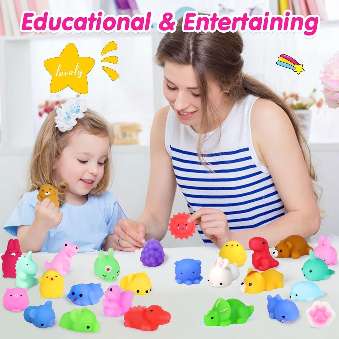 OCATO Squishies 40pcs Mochi Squishy Toys – Party Favors & Fidget Toys for Kids