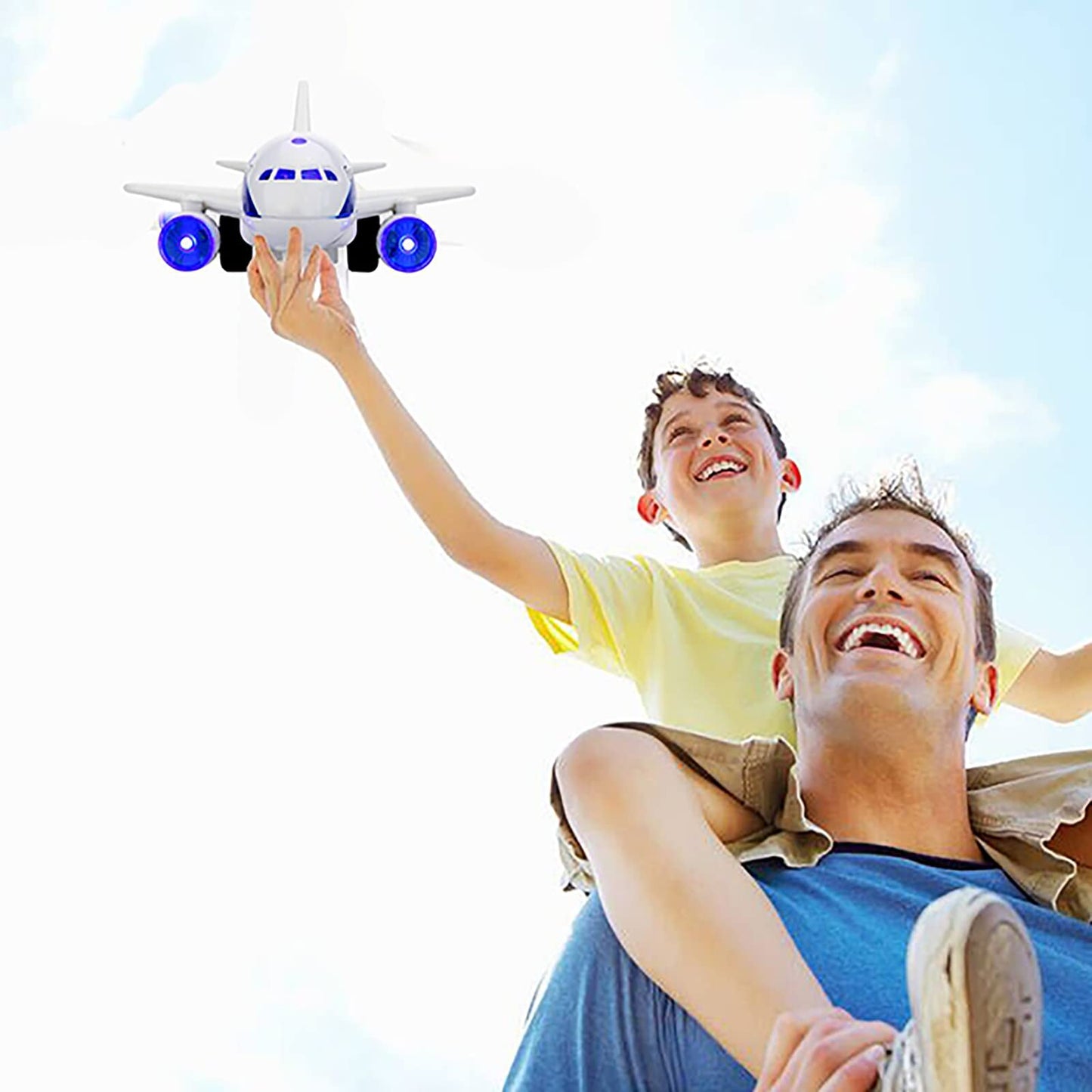 OCCAFY 1:200 Friction-Powered Airplane Toy for Toddlers – Lights & Sounds
