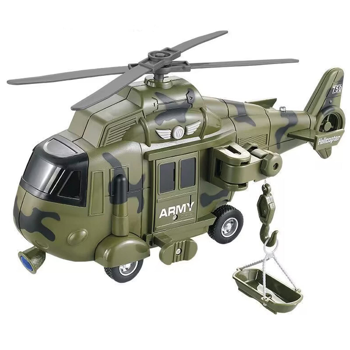 OCCAFY Military Helicopter Toy – Lights, Sirens & Friction-Powered Rescue Vehicle (Ages 3+)