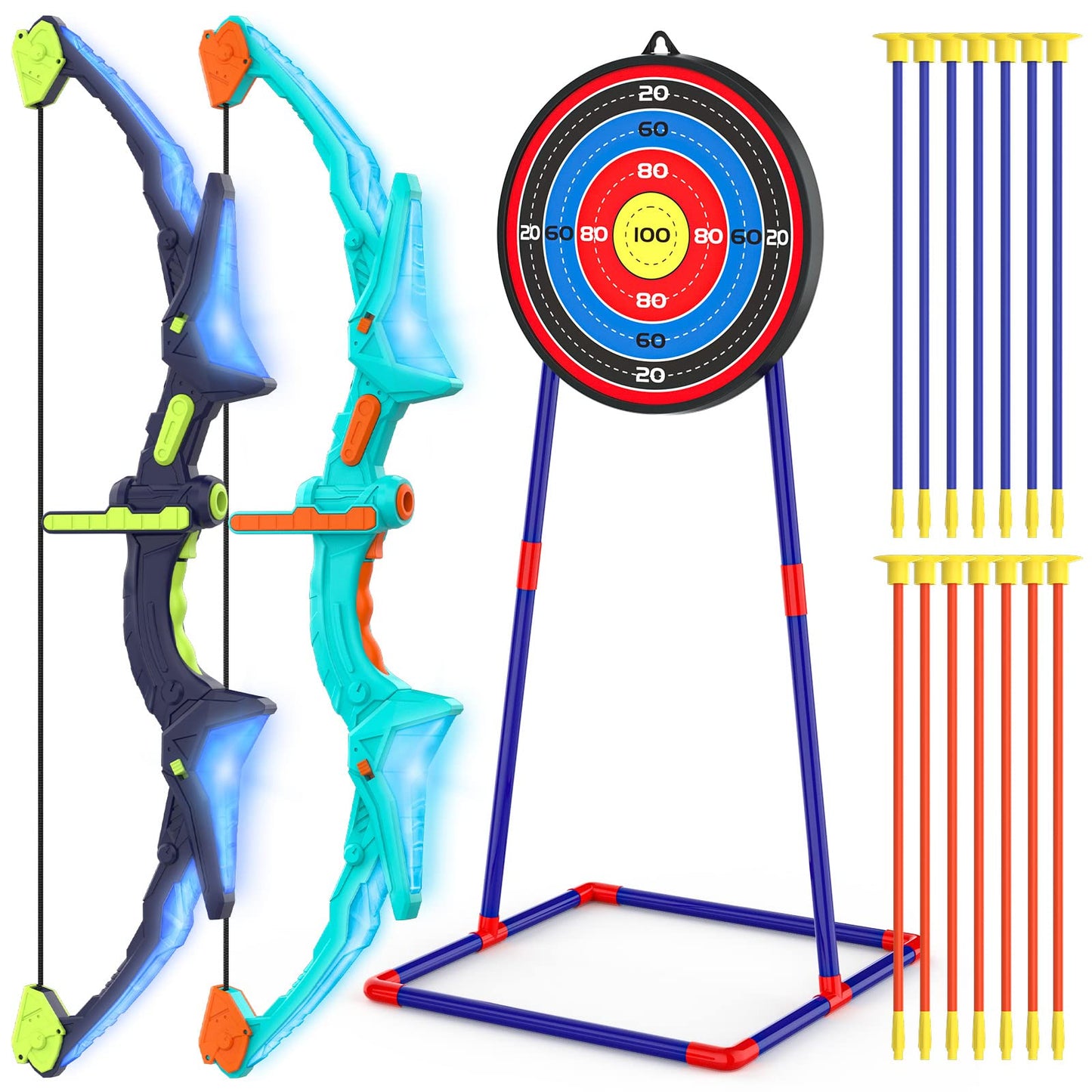 Ocditikl 2 Pack Bow and Arrow Set – Light Up Archery for Kids