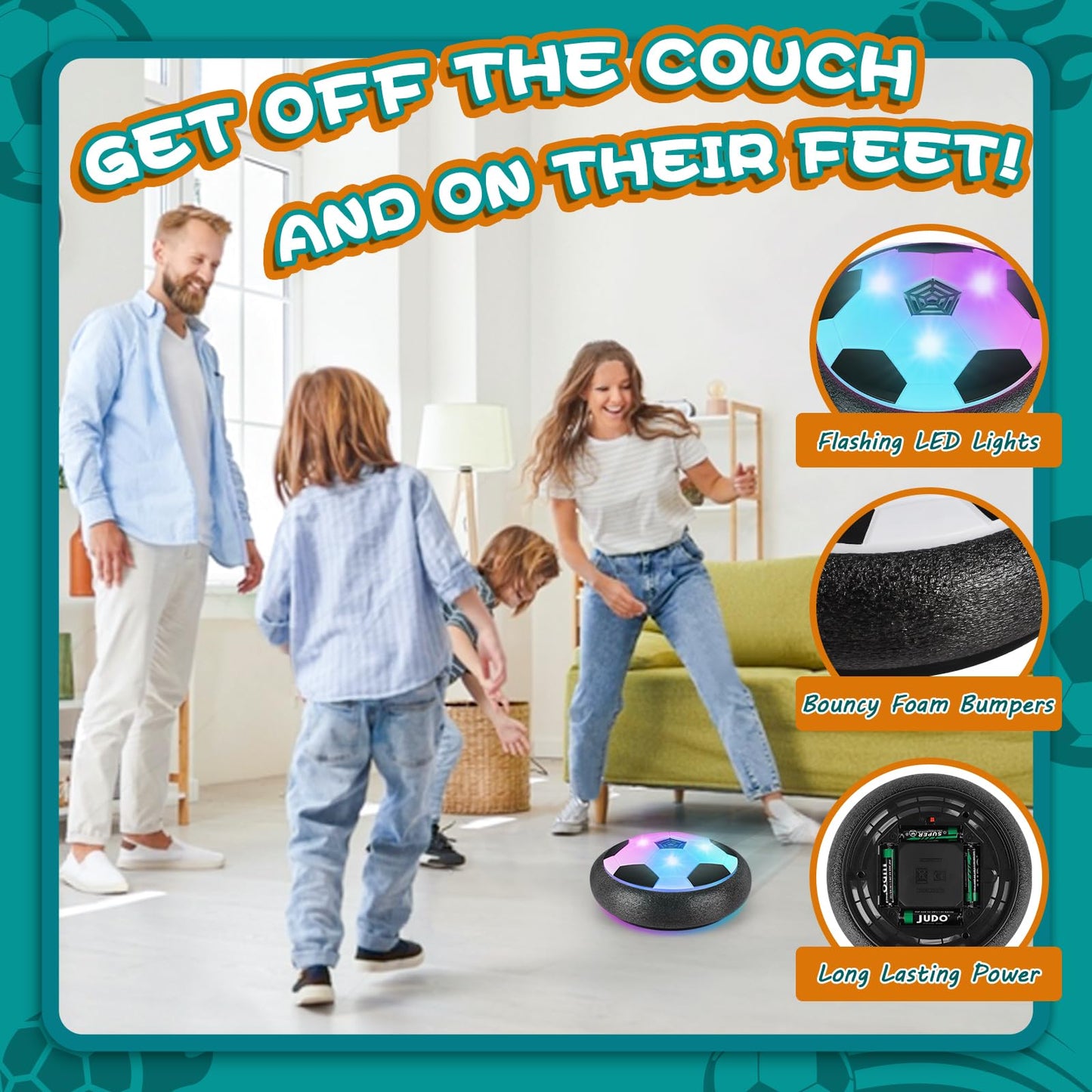 Ocditikl Light Up LED Soccer Ball Toy – Hovering Indoor Soccer Disc for Kids Aged 3–12