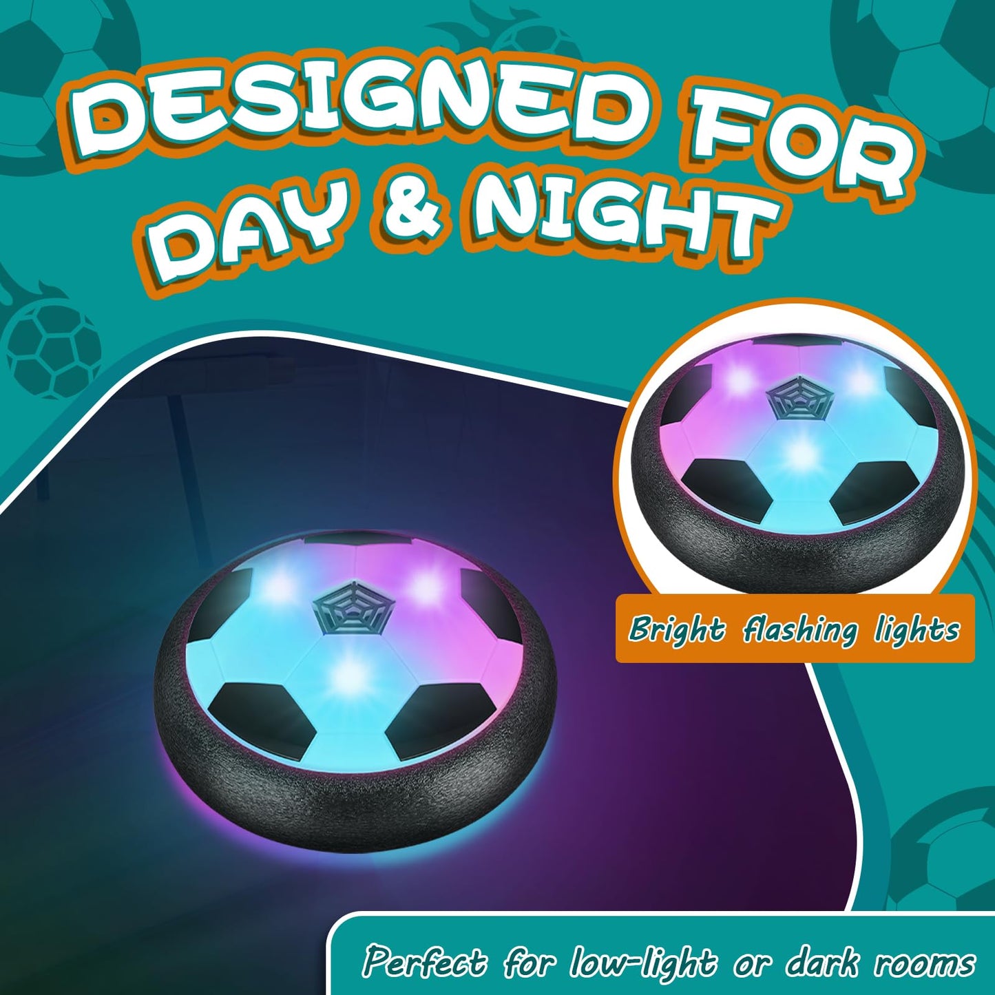 Ocditikl Light Up LED Soccer Ball Toy – Hovering Indoor Soccer Disc for Kids Aged 3–12