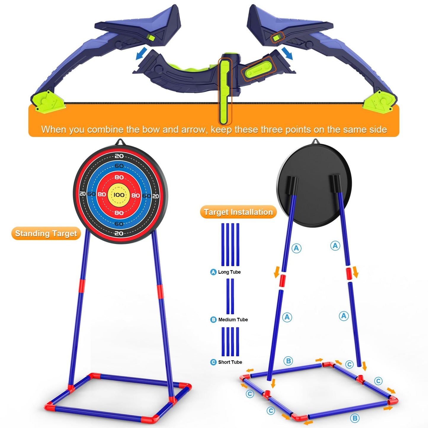 Ocditikl 2 Pack Bow and Arrow Set – Light Up Archery for Kids