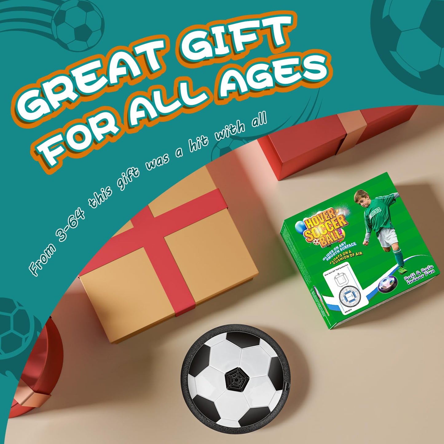 Ocditikl Light Up LED Soccer Ball Toy – Hovering Indoor Soccer Disc for Kids Aged 3–12
