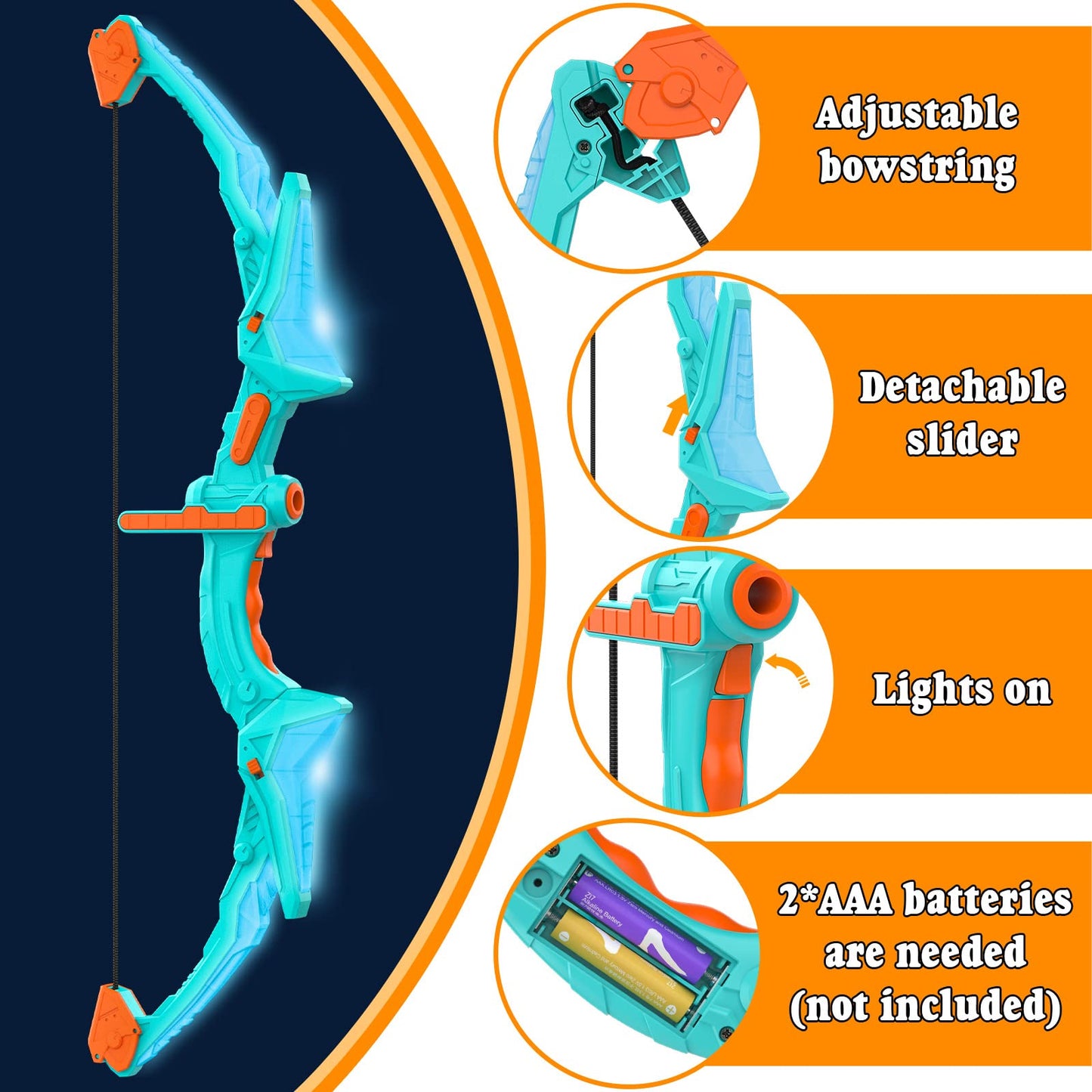 Ocditikl 2 Pack Bow and Arrow Set – Light Up Archery for Kids