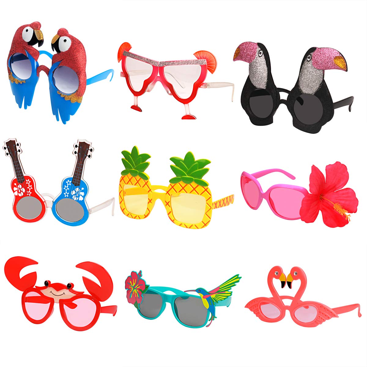 Ocean Line Luau Party Sunglasses – 9 Pairs of Funny Hawaiian Glasses for Kids