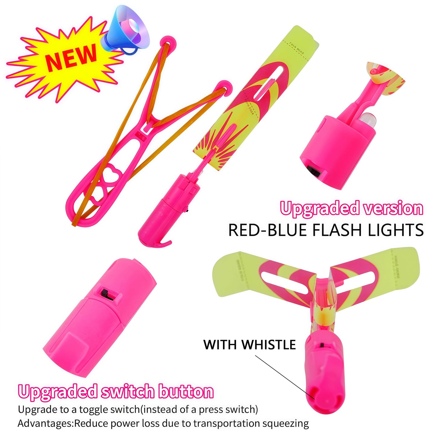 OceanWings LED Flying Set with Whistle – Glow Helicopters & Slingshot Rockets for Outdoor Fun