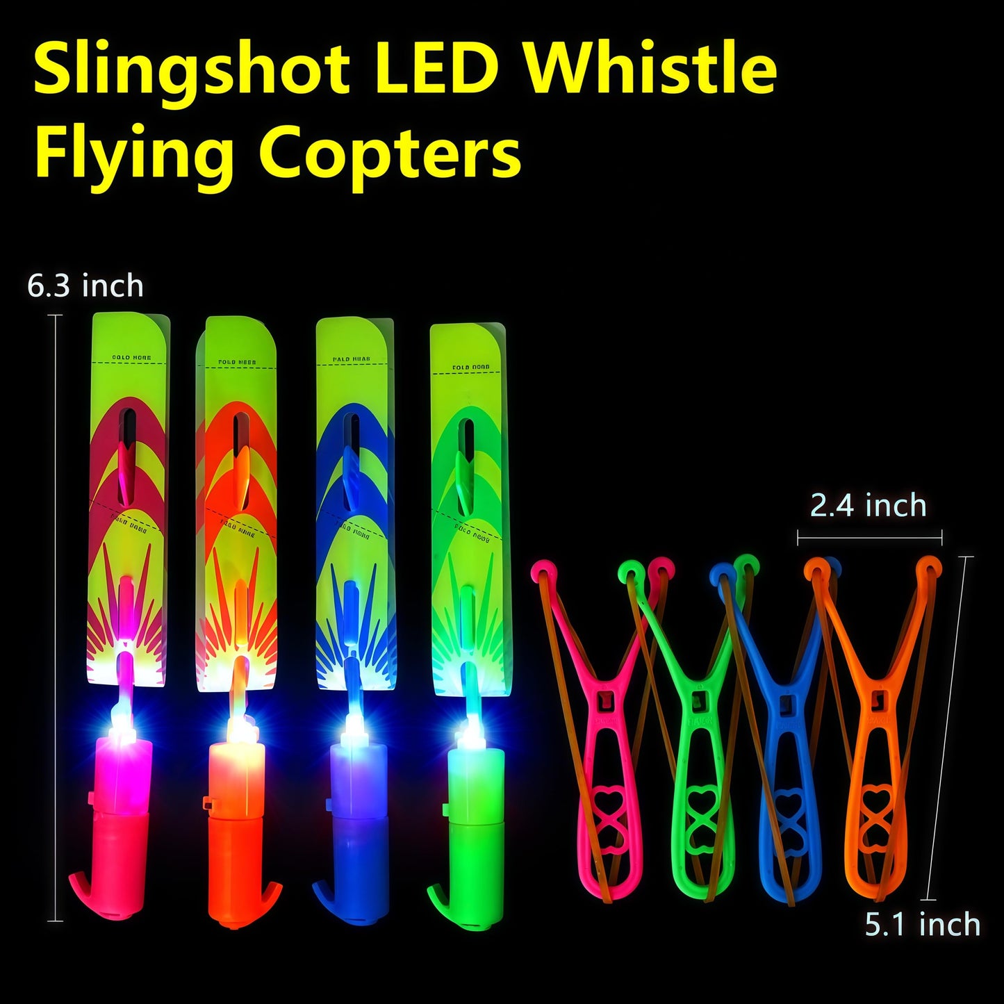 OceanWings LED Flying Set with Whistle – Glow Helicopters & Slingshot Rockets for Outdoor Fun