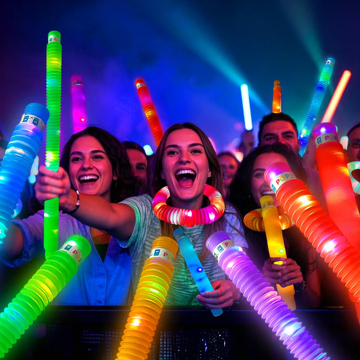 OceanWings 24PC Glow Pop Tube Set – Lights Up Fidget Toys for Kids & Adults