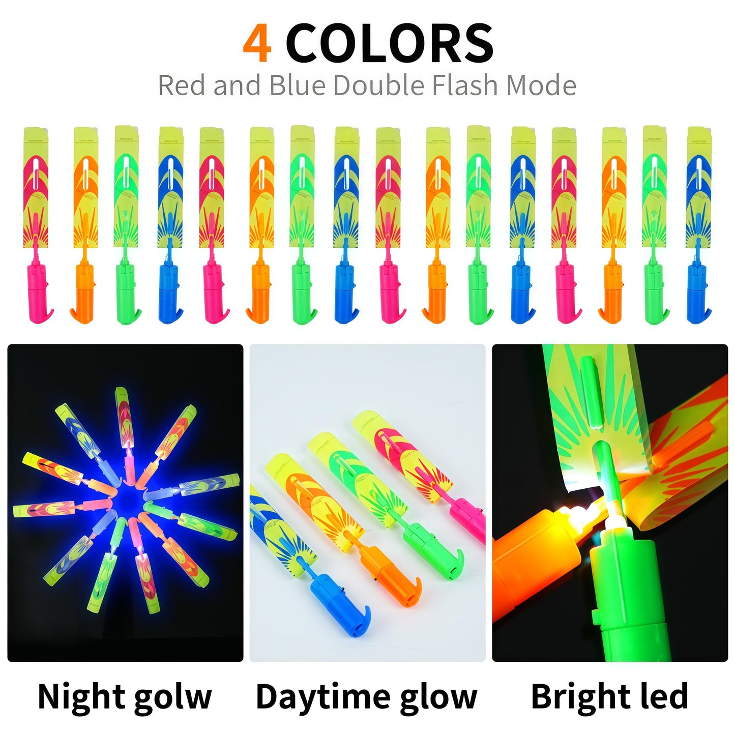 OceanWings LED Flying Set with Whistle – Glow Helicopters & Slingshot Rockets for Outdoor Fun