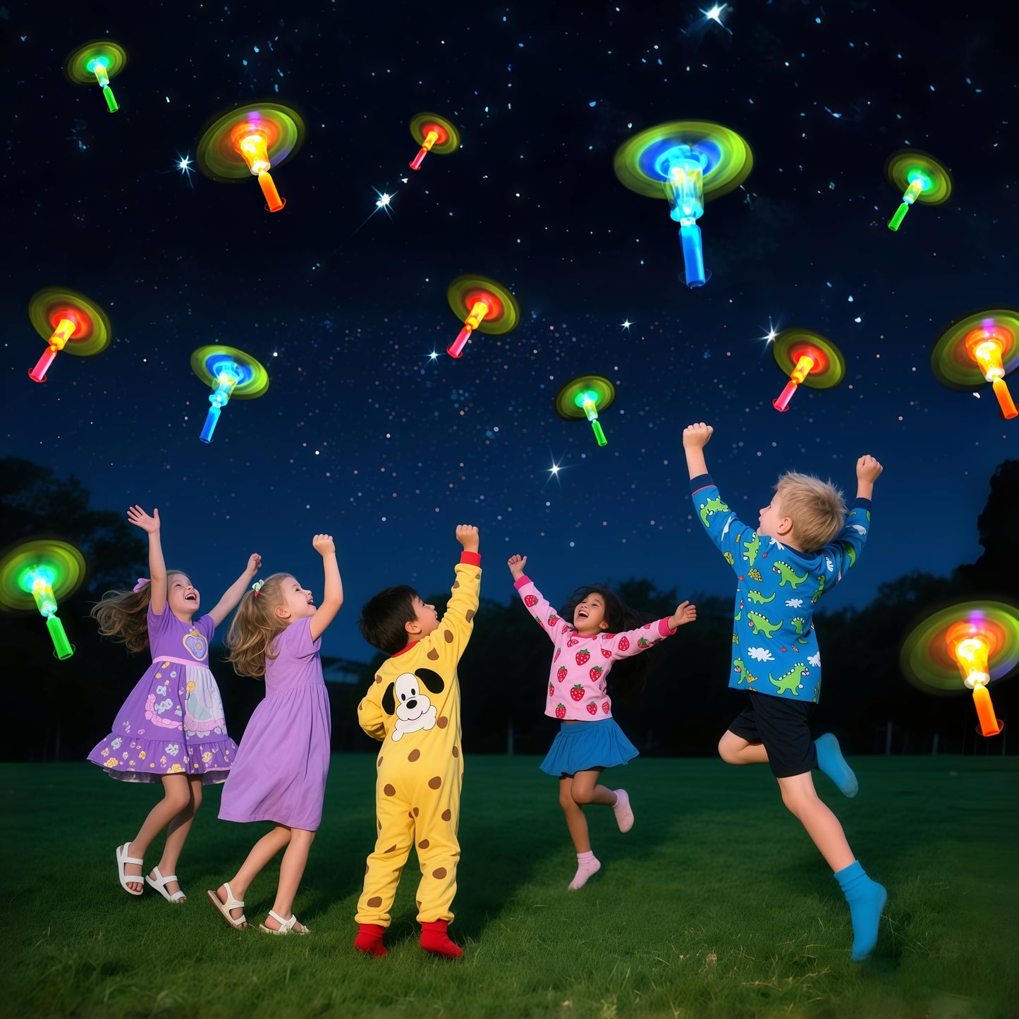 OceanWings LED Flying Set with Whistle – Glow Helicopters & Slingshot Rockets for Outdoor Fun