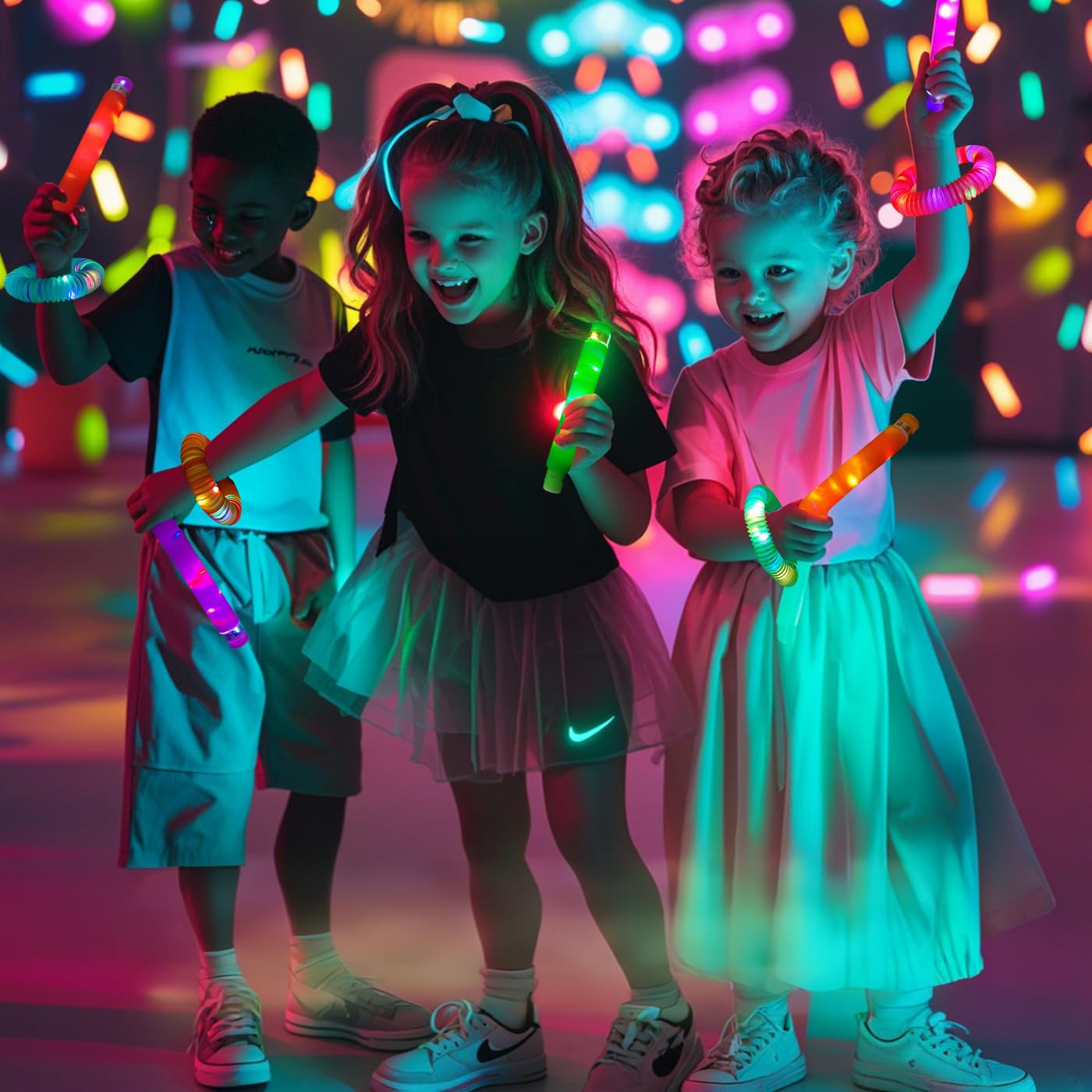 OceanWings 24PC Glow Pop Tube Set – Lights Up Fidget Toys for Kids & Adults