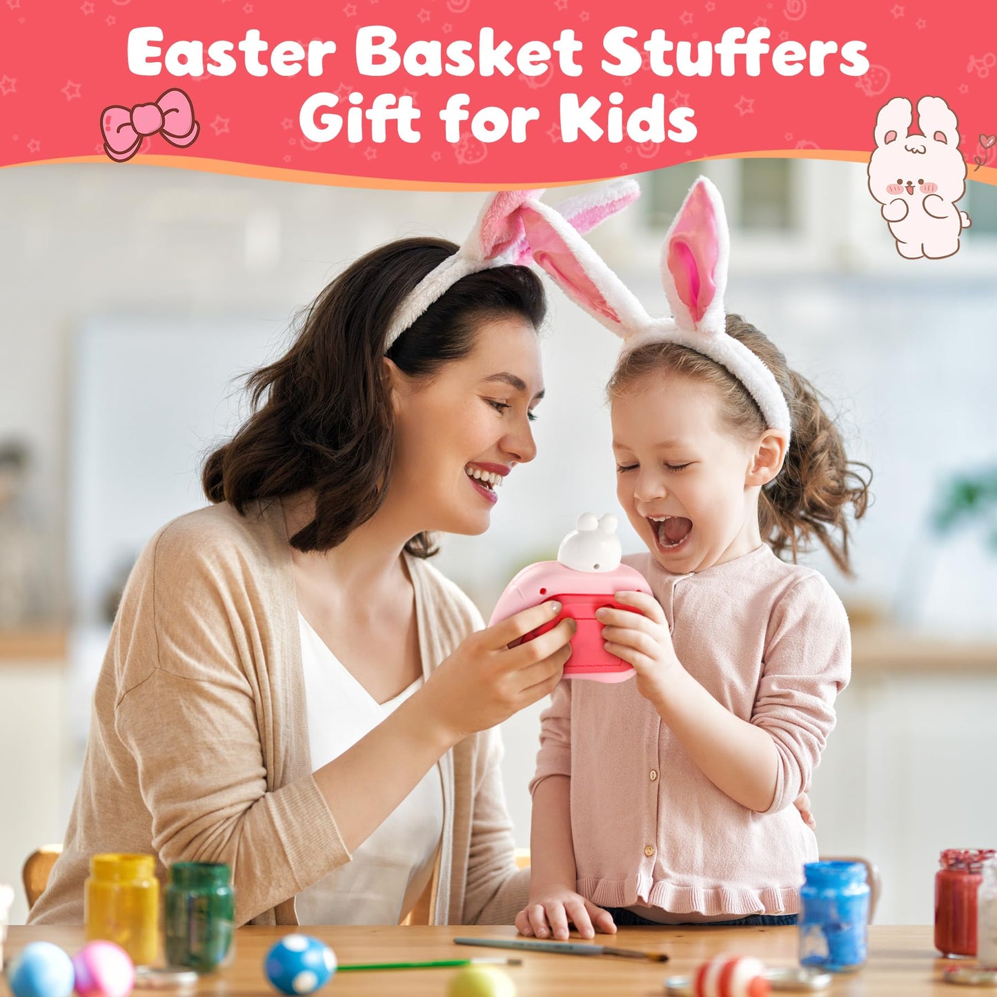 OCYGL Easter Rabbit Pop Push Toy – Fidget Game for Kids 3-12, Light-Up Sensory Toy