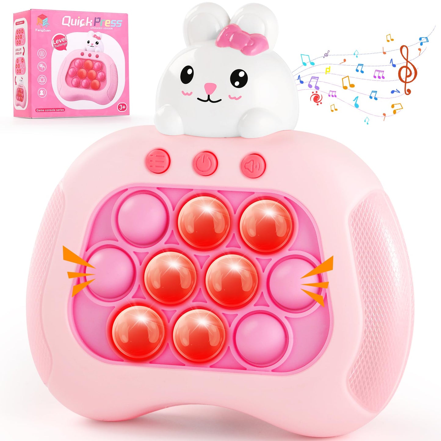 OCYGL Easter Rabbit Pop Push Toy – Fidget Game for Kids 3-12, Light-Up Sensory Toy