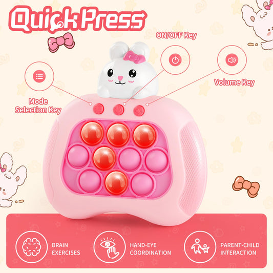 OCYGL Easter Rabbit Pop Push Toy – Fidget Game for Kids 3-12, Light-Up Sensory Toy