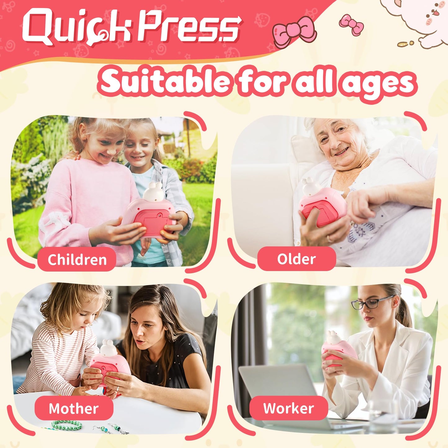 OCYGL Easter Rabbit Pop Push Toy – Fidget Game for Kids 3-12, Light-Up Sensory Toy