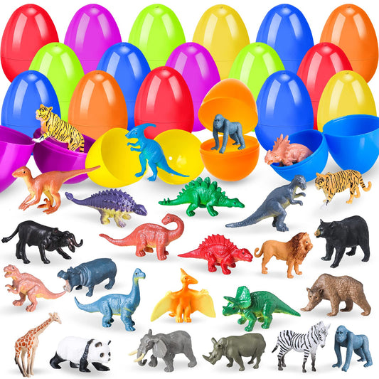 OCHIDO 24-Pack Prefilled Easter Egg Toys for Kids – Dinosaur & Animal Easter Egg Hunt
