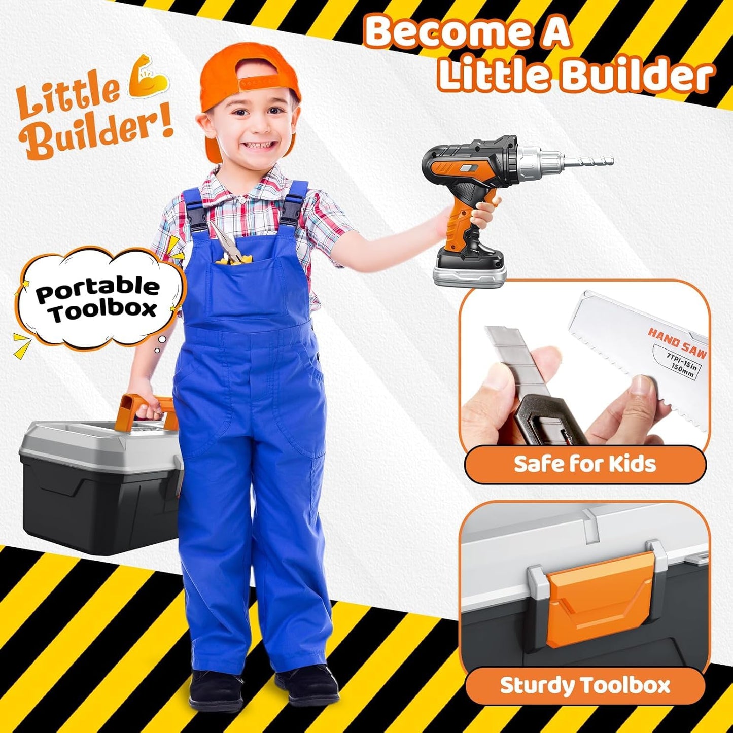OCHIDO Toy Tool Set with Portable Toolbox – Electric Drill for Ages 3–6
