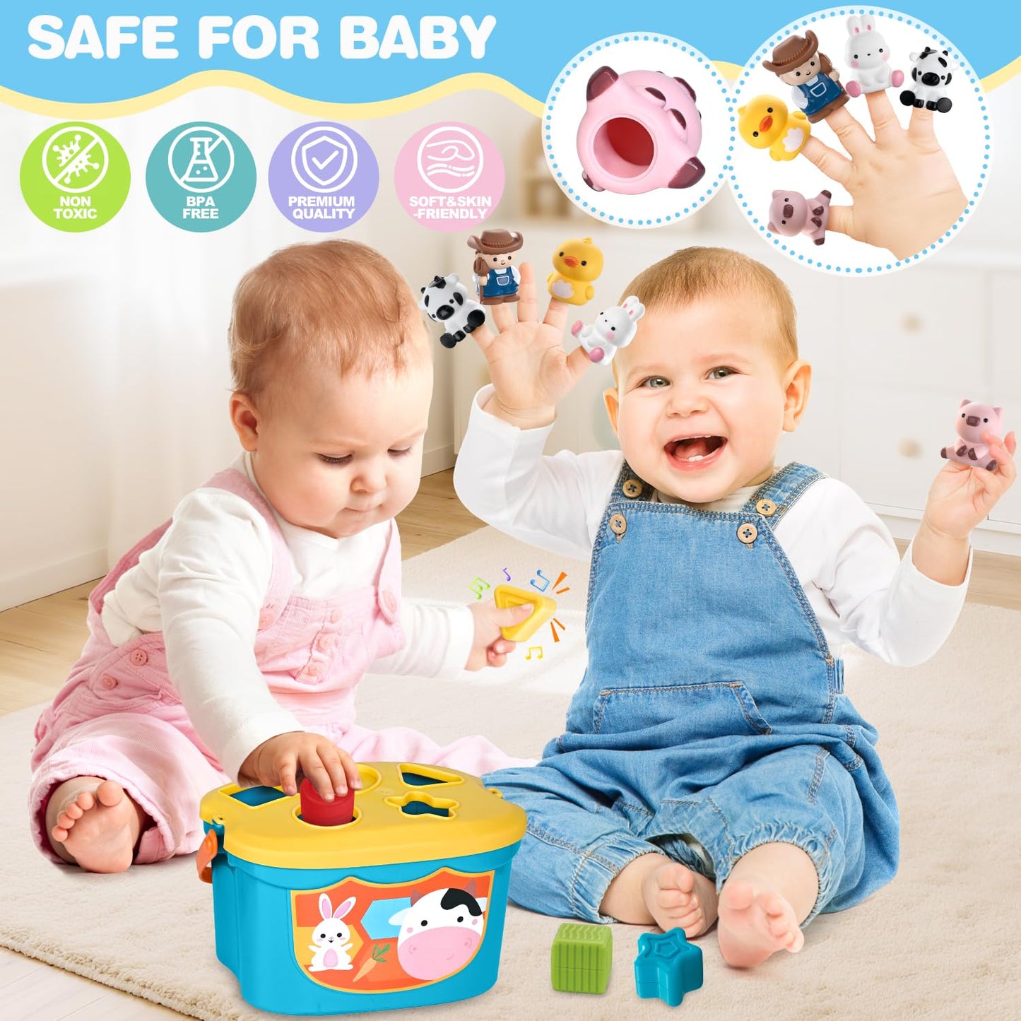 OCHIDO 6-in-1 Montessori Baby Toys for 6–12 Months – Teething, Stacking & Sensory Play