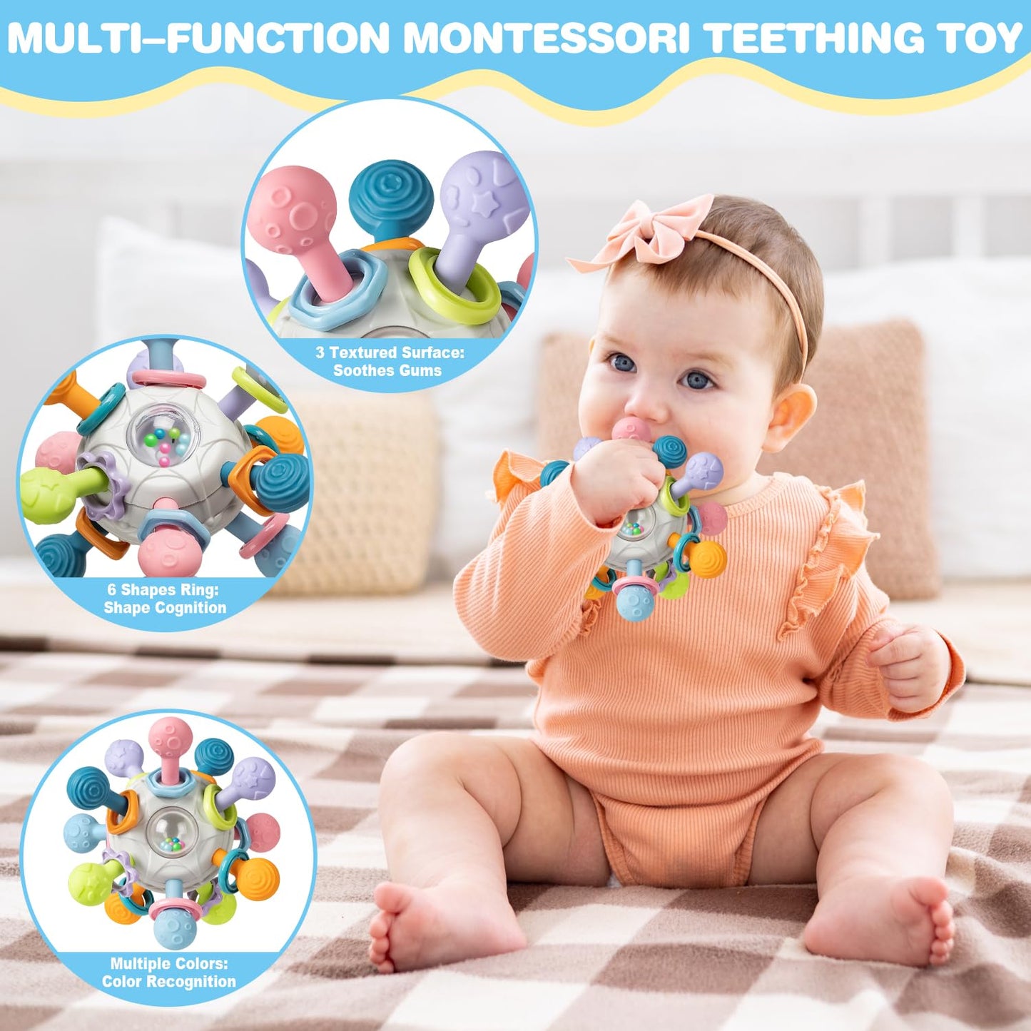 OCHIDO 6-in-1 Montessori Baby Toys for 6–12 Months – Teething, Stacking & Sensory Play