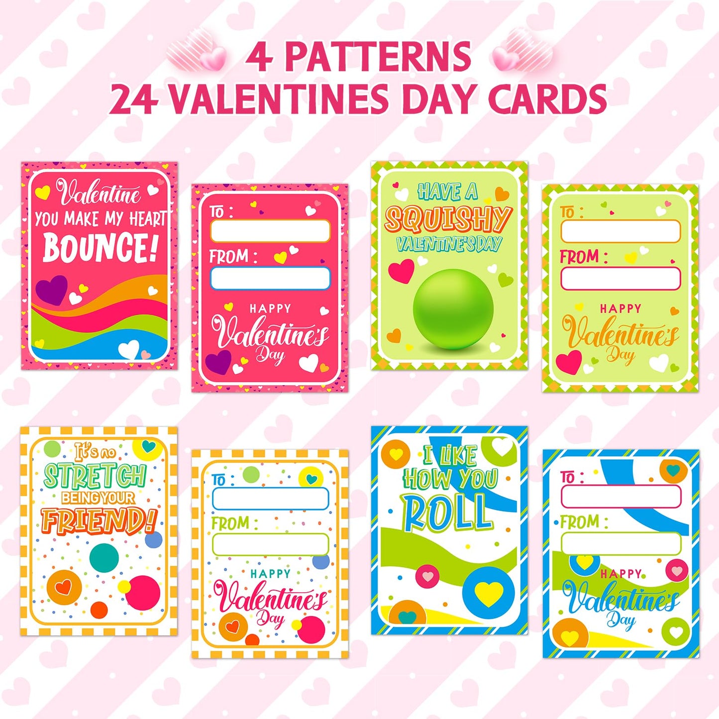 OCHIDO 24-Pack Kids Valentine Cards with Squeeze Balls – Classroom Gifts & Party Favors