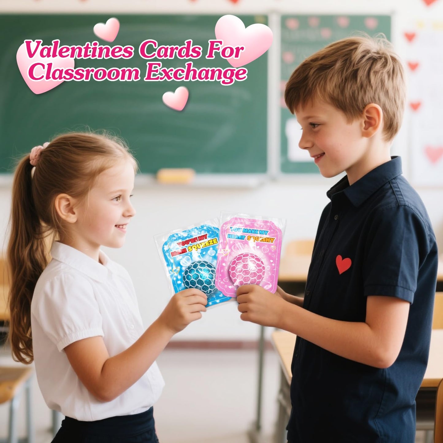 OCHIDO 24 Pack Valentines Day Cards with Slime Squeeze Balls – Classroom Gift Set