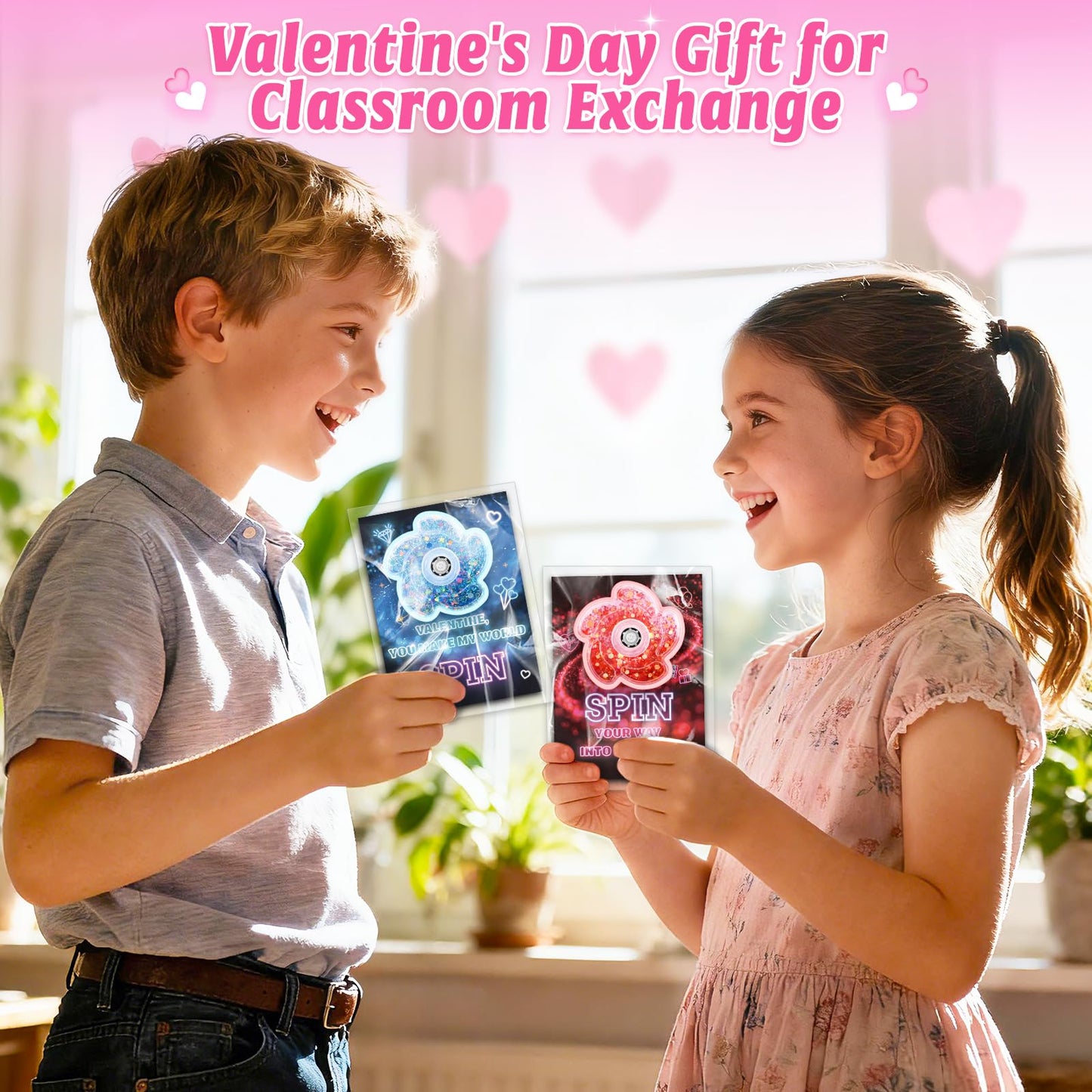 OCHIDO 24-Pack Valentines Day Cards with Fidget Spinner – Classroom Gift Set