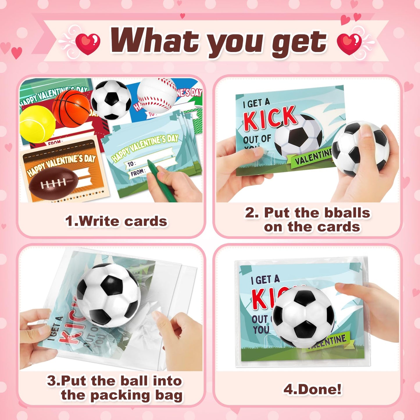 OCHIDO 30-Piece Valentine's Day Gift Set: Sports Squeeze Balls & Cards for Kids