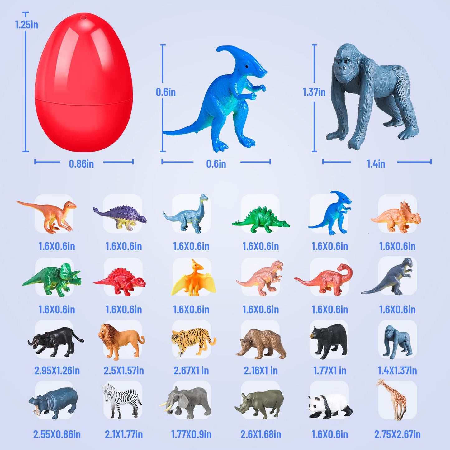 OCHIDO 24-Pack Prefilled Easter Egg Toys for Kids – Dinosaur & Animal Easter Egg Hunt